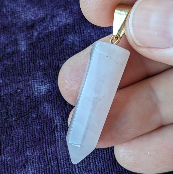 Vintage Handmade Pendant Pendulum With Natural Pink Rose Quartz Crystal - Picture 2 of 7